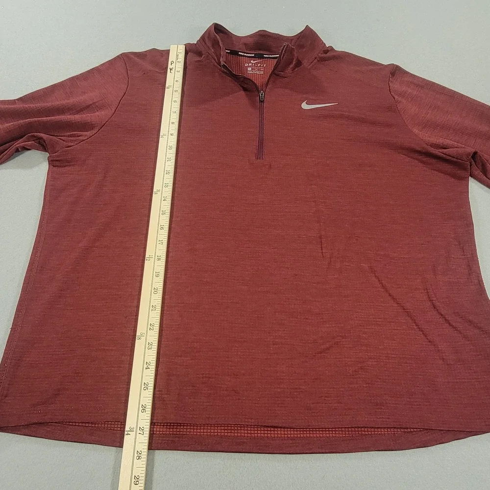 Nike Dri-FIT Running 1/4 Zip Pullover Reflective Logo Athletic Men's XXL Red